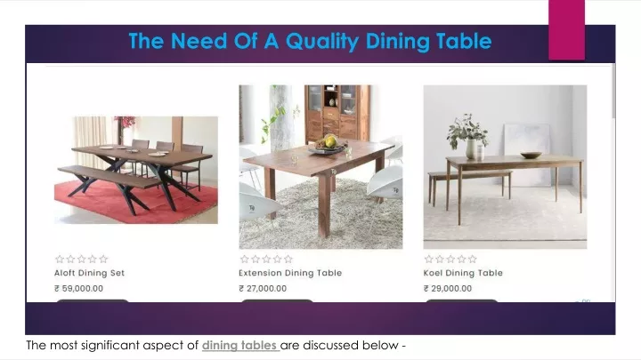 the need of a quality dining table