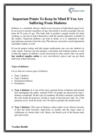 Important Points To Keep In Mind If You Are Suffering From Diabetes