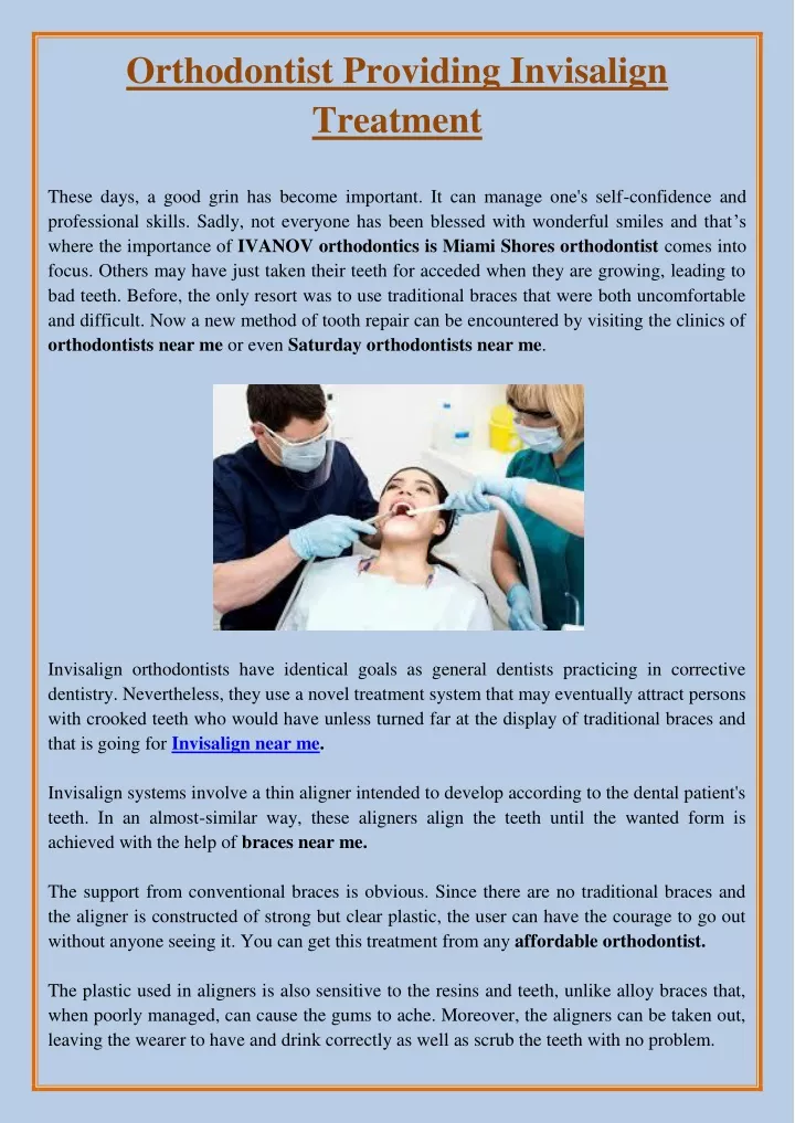 orthodontist providing invisalign treatment