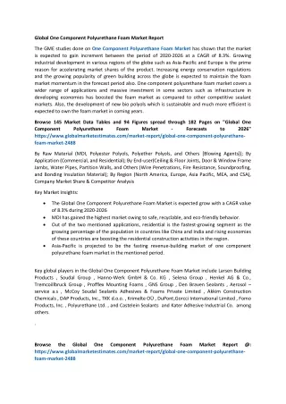 global one component polyurethane foam market