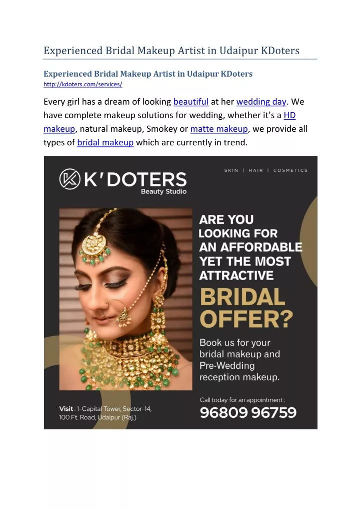 experienced bridal makeup artist in udaipur