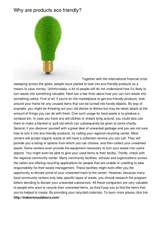 why are products eco friendly