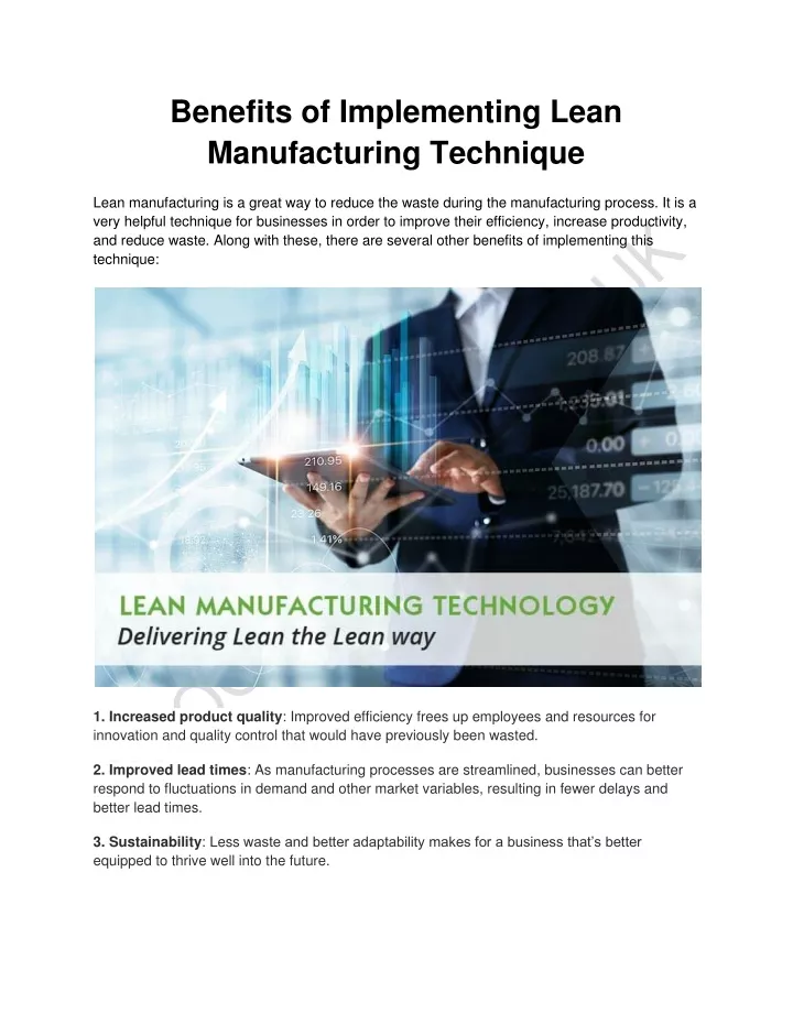 benefits of implementing lean manufacturing