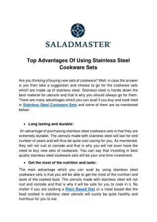 top advantages of using stainless steel cookware