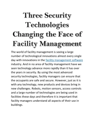 Three Security Technologies Changing the Face of Facility Management