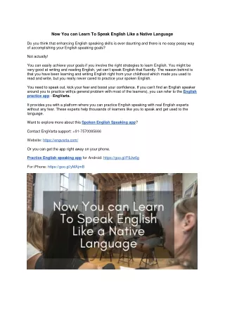 now you can learn to speak english like a native