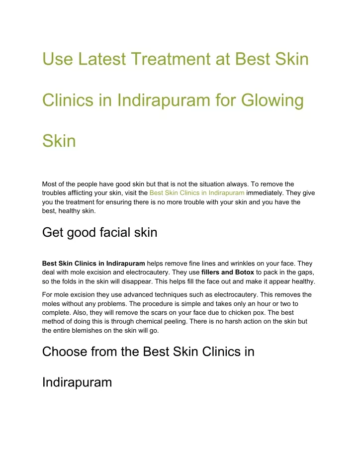 use latest treatment at best skin