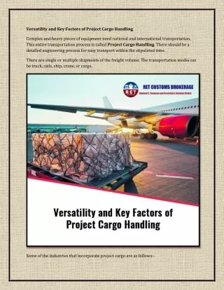 versatility and key factors of project cargo