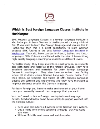 which is best foreign language classes institute