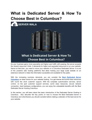What is Dedicated Server & How To Choose Best in Columbus?