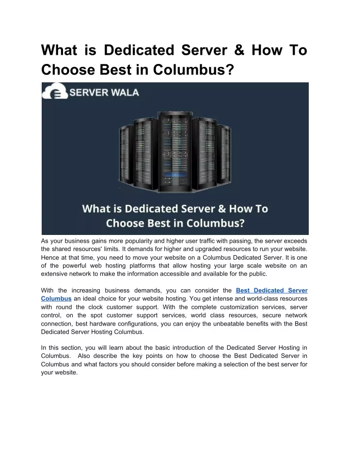 what is dedicated server how to choose best