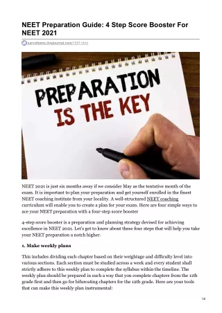 NEET Preparation Guide: 4 Step Score Booster For NEET 2021