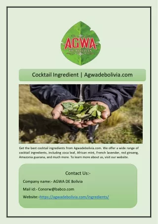 Cocktail Ingredient | Agwadebolivia.com