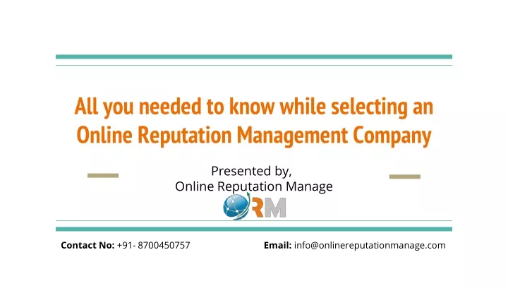 all you needed to know while selecting an online reputation management company