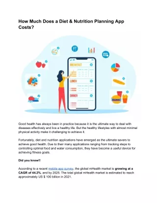 how much does a diet nutrition planning app costs