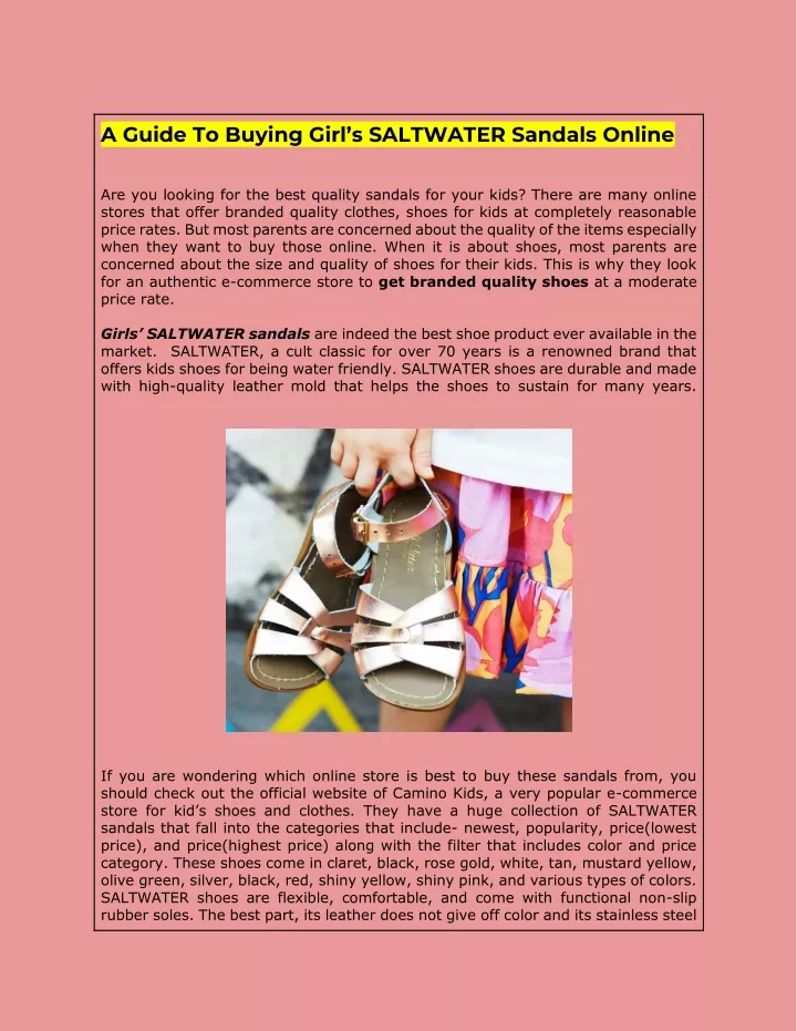 a guide to buying girl s saltwater sandals online