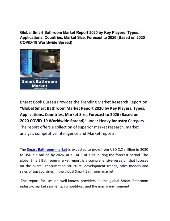 global smart bathroom market report 2020
