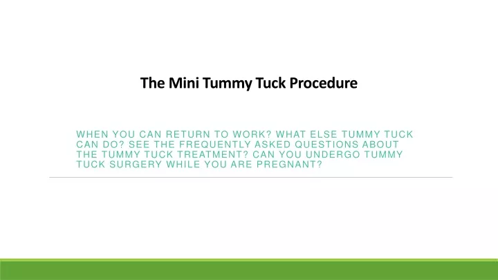 the mini tummy tuck procedure