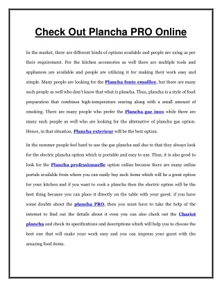 check out plancha pro online