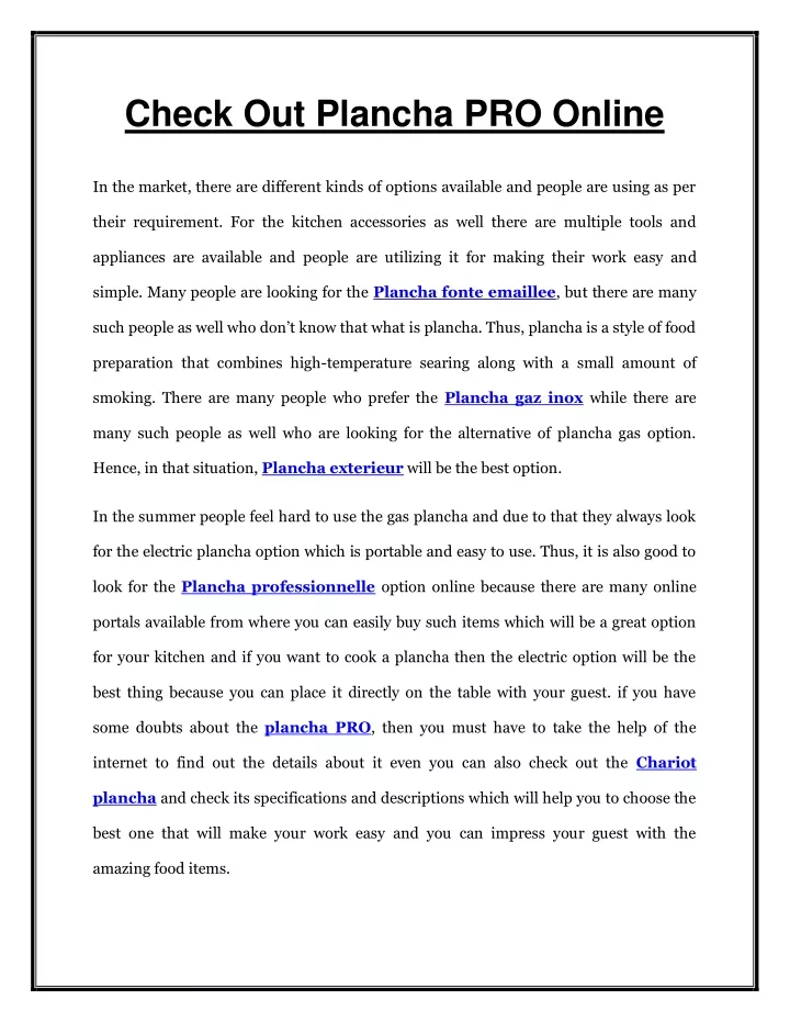check out plancha pro online
