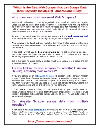which is the best web scraper that can scrape