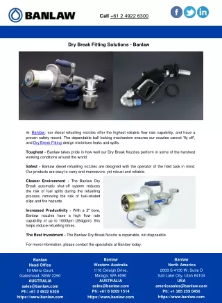 Dry Break Fitting Solutions – Banlaw