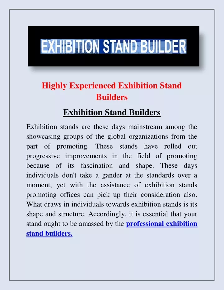 highly experienced exhibition stand builders