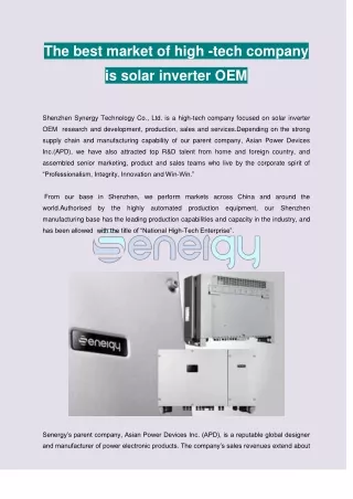 The best market of high -tech company is solar inverter OEM