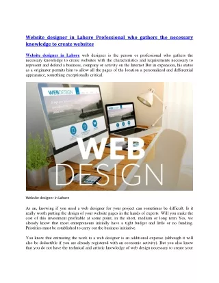 website designer in lahore professional