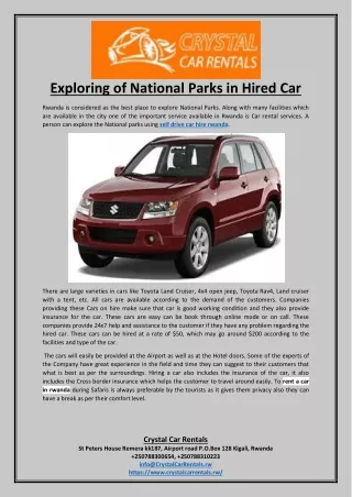 Exploring of National Parks in Hired Car