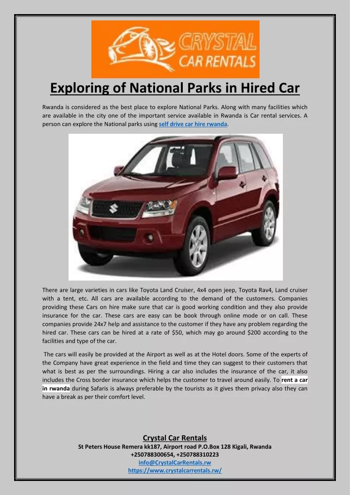 exploring of national parks in hired car
