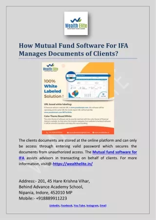 how mutual fund software for ifa manages