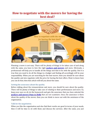 how to negotiate with the movers for having
