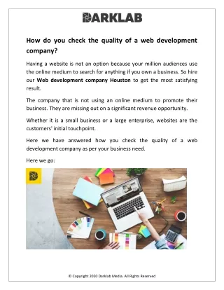 How do you check the quality of a web development company?