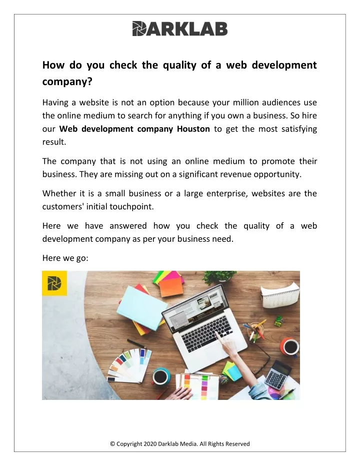how do you check the quality of a web development