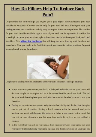 How Do Pillows Help To Reduce Back Pain?