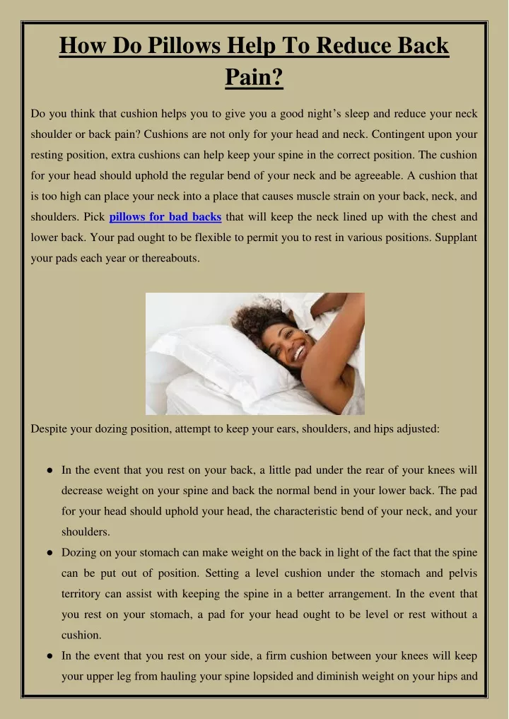 how do pillows help to reduce back pain