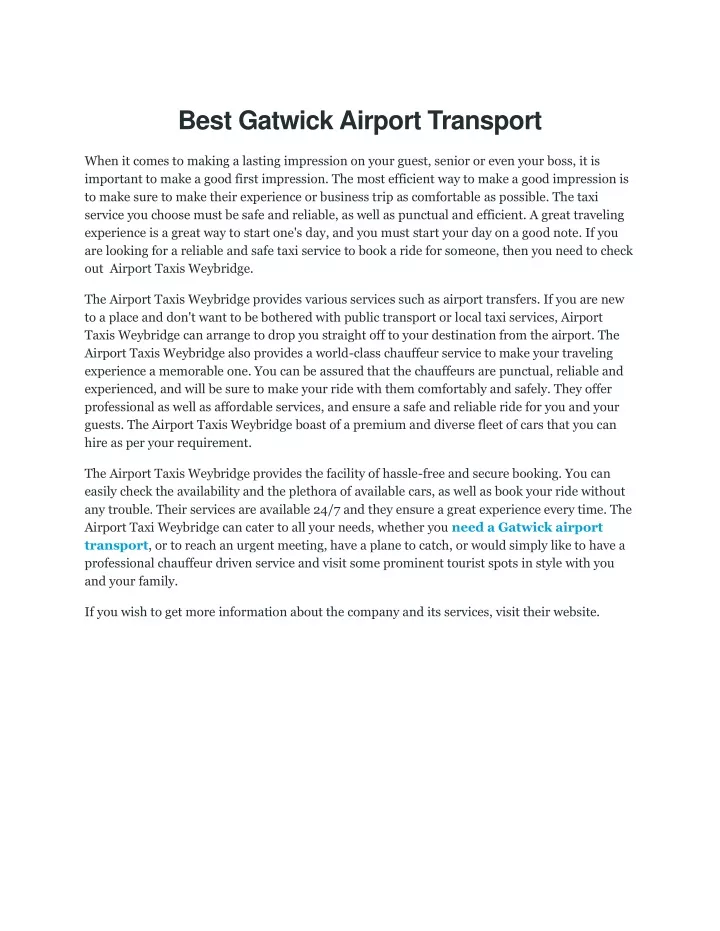 best gatwick airport transport
