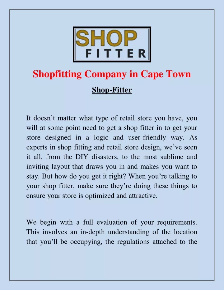 shopfitting company in cape town