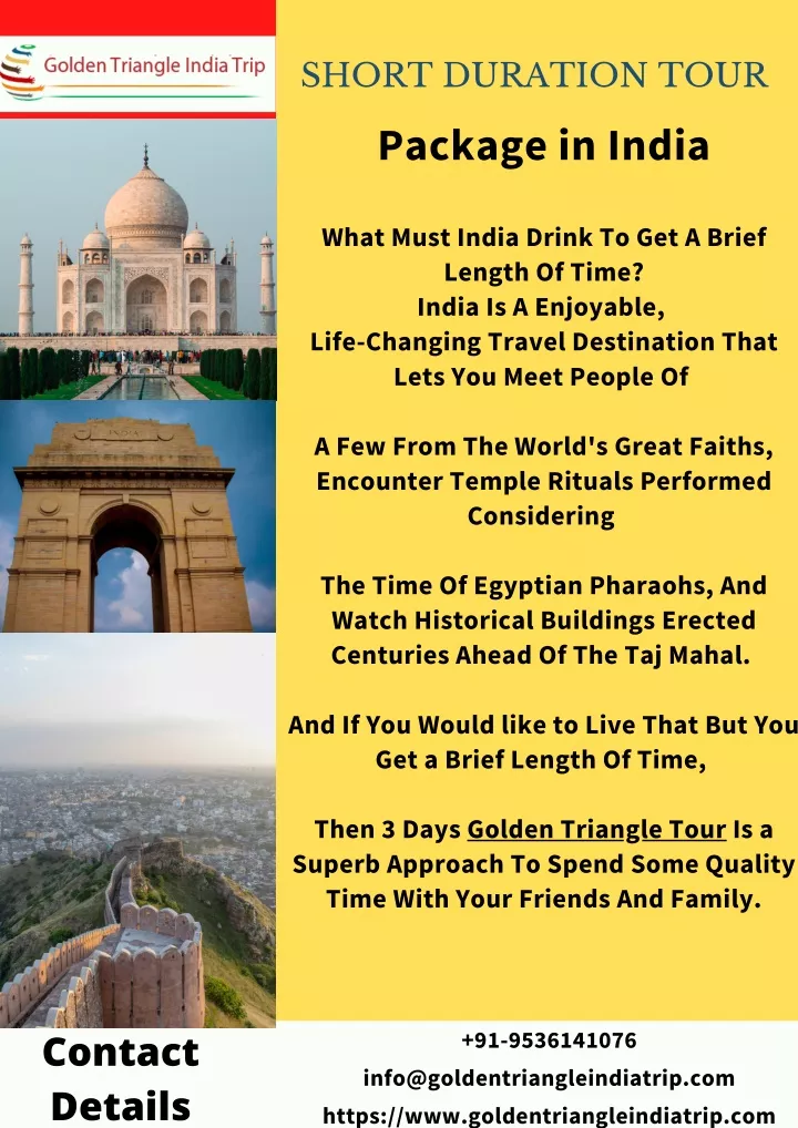 short duration tour package in india