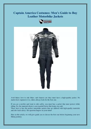 Captain America Costumes: Men’s Guide to Buy Leather Motorbike Jackets