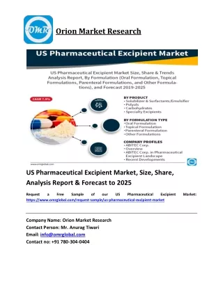 US Pharmaceutical Excipient Market Trends, Size, Competitive Analysis and Forecast 2019-2025