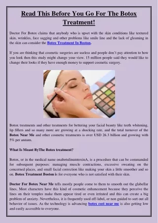 read this before you go for the botox treatment