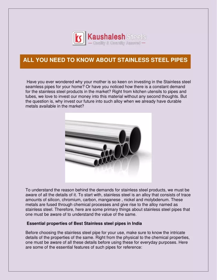 all you need to know about stainless steel pipes