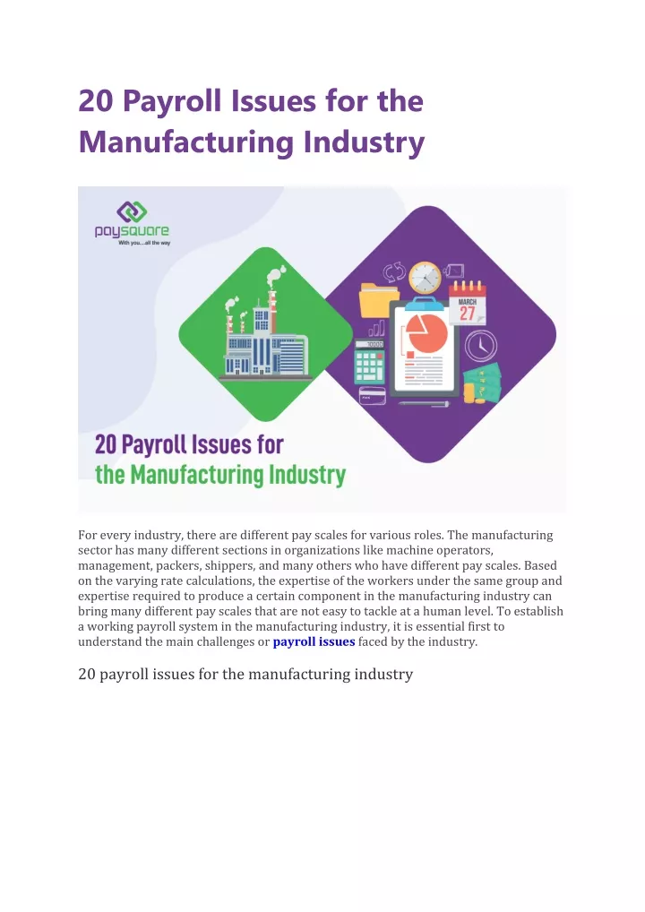 20 payroll issues for the manufacturing industry