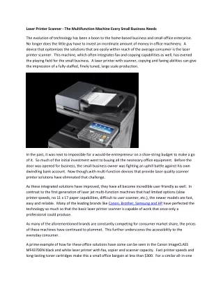 Laser Printer Scanner - The Multifunction Machine Every Small Business Needs