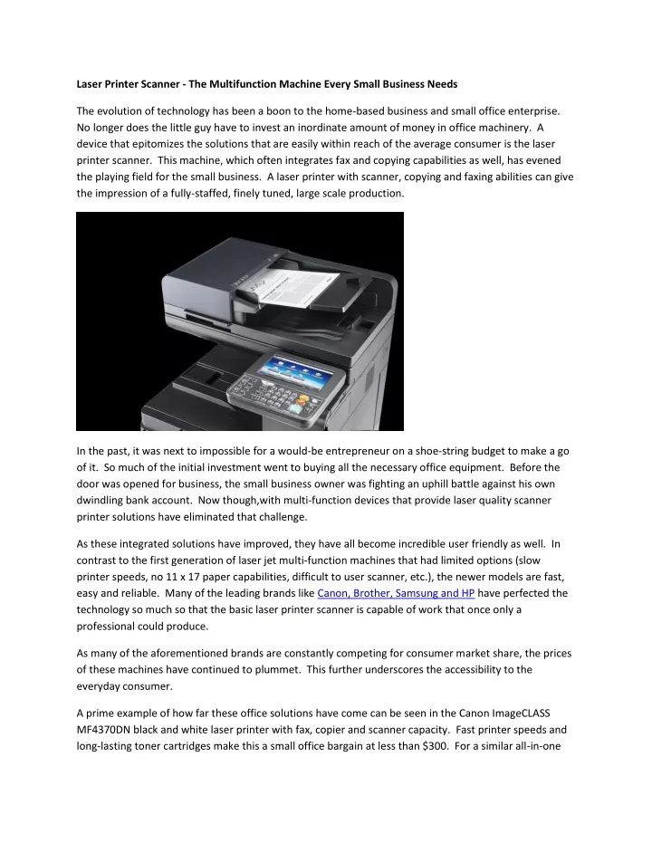 laser printer scanner the multifunction machine