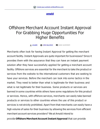 Offshore Merchant Account Instant Approval