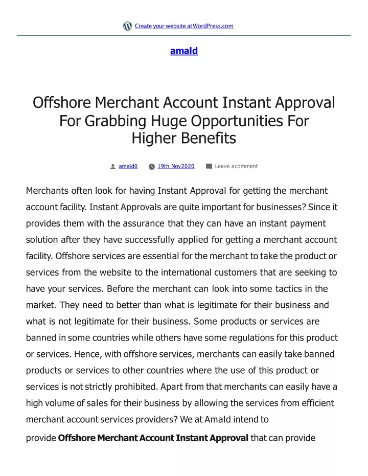 offshore merchant account instant approval for grabbing huge opportunities for higher benefits