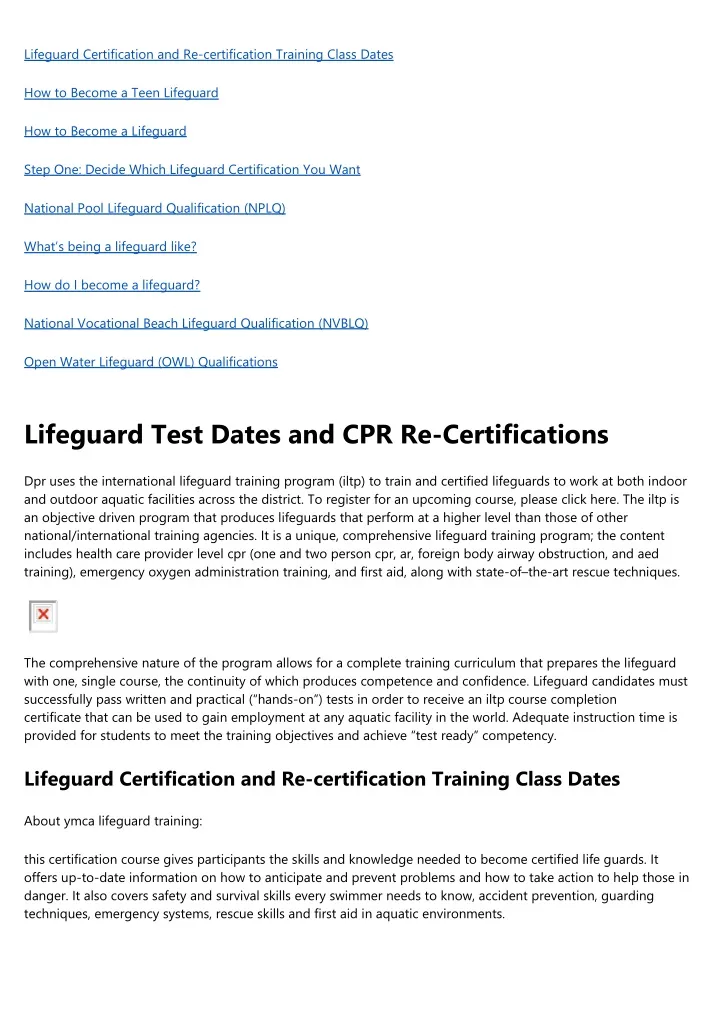lifeguard certification and re certification